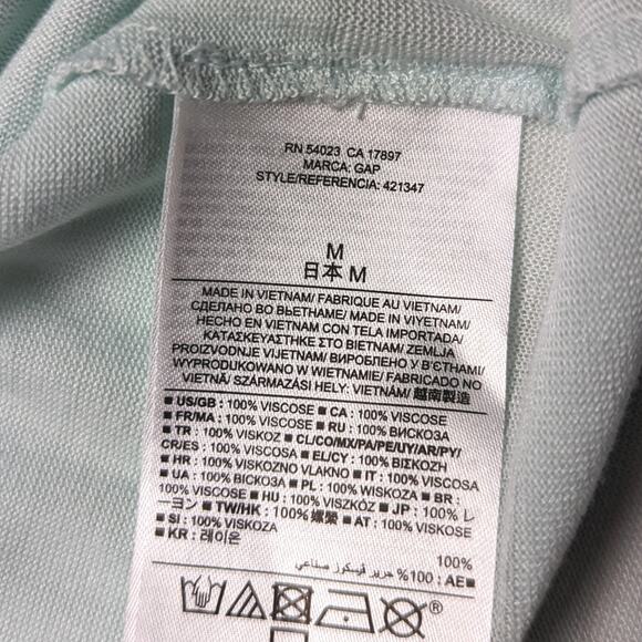 Gap Shirt Women's Size M Teal Blue Semi Sheer Short Sleeve - Picture 5 of 5